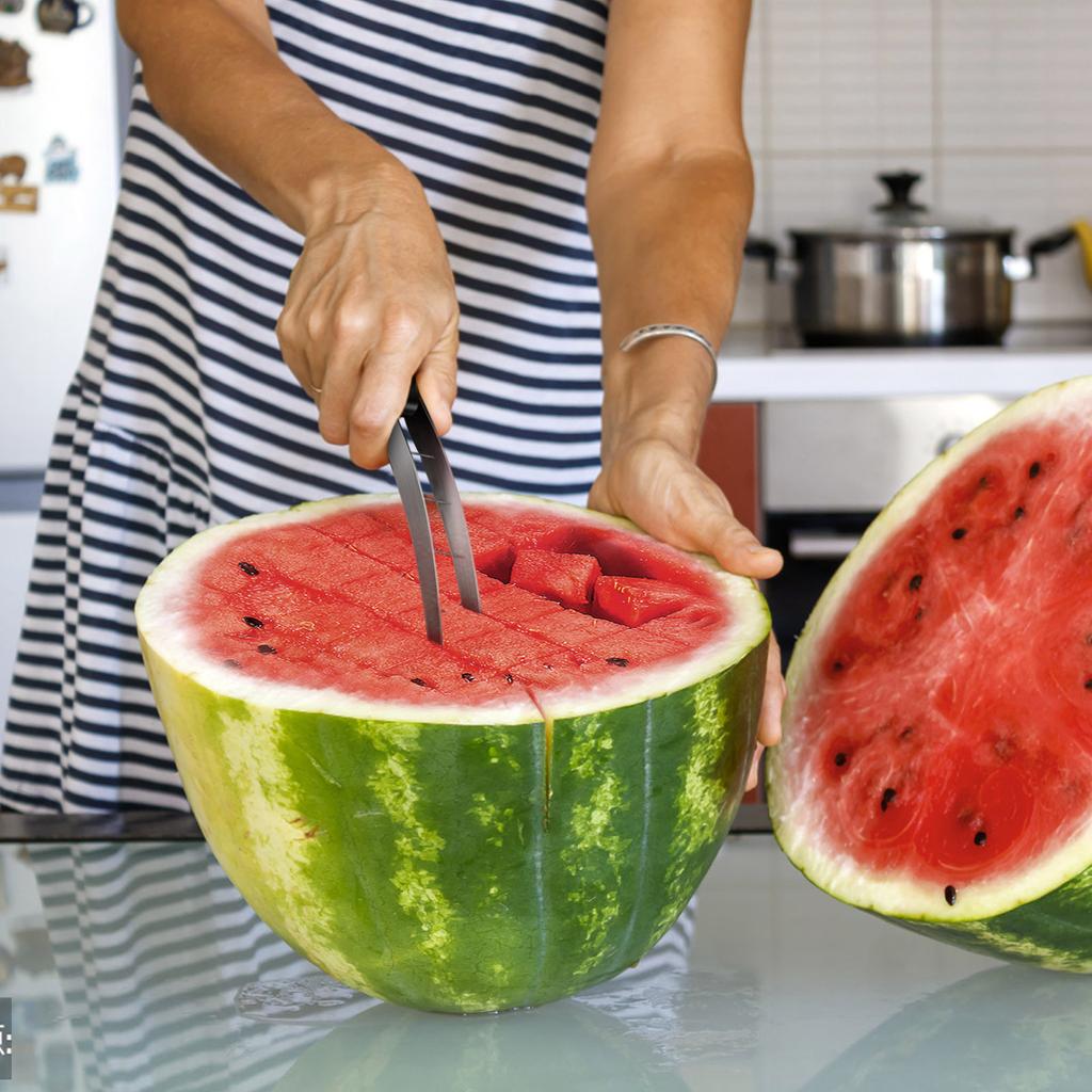 Watermelon Cutter, Melon Cutter Made Of Stainless Steel, Ergonomic Watermelon Block Cutter, Quick Safe Watermelon Cutting