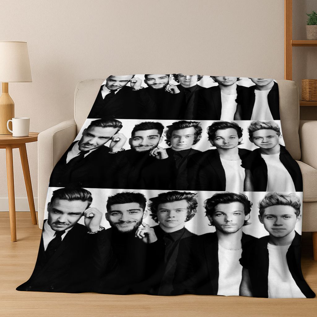 

3D 1D Rock-One-Direction Combinatio Flannel Blanket,Cozy Soft Throw Blanket for Home Bedroom Bed Sofa Picnic Cover Kids Gift 150x180cm