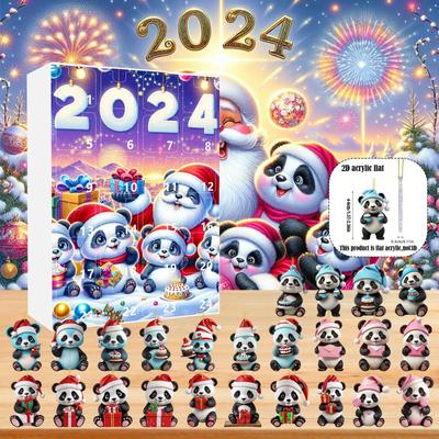 2024 Advent Countdown Calendar Panda, 24 Days Of Christmas Vacation Advent Calendar Pendant,Christmas Collectible Set Christmas