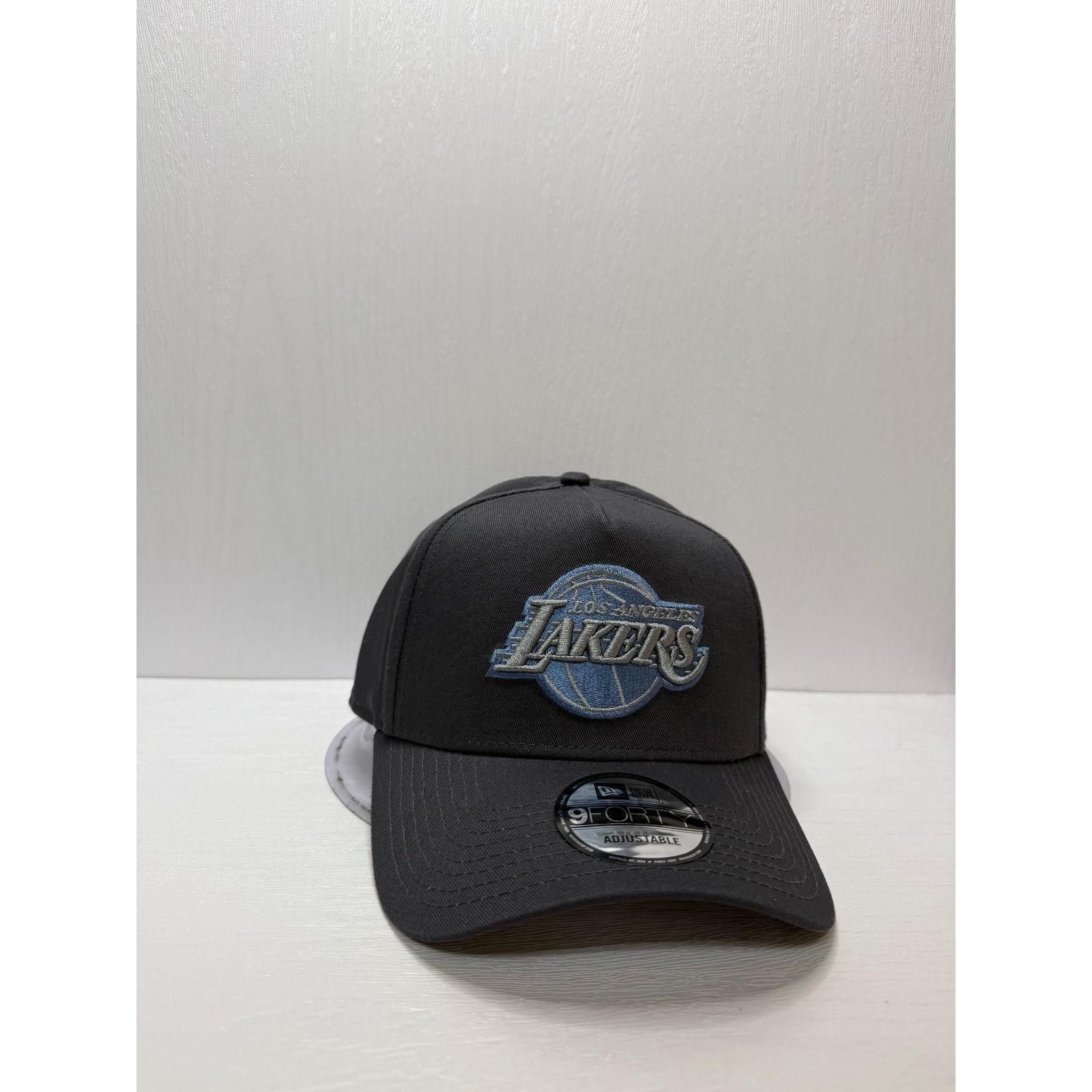 Used New Era Los Angeles Lakers 9forty A-FRAME Snapback Cap Dark Gray Color