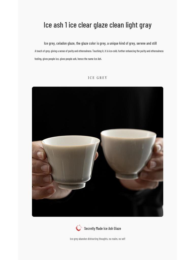 Japanese Handmade Ice Ash Glaze Ceramic Teacup - Gongfu Tasting Aroma Cup 