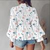 DAFIFY Women's Fashion Casual Spring Autumn Flower Pattern Print Long Sleeve V-Neck Blouses & Shirts