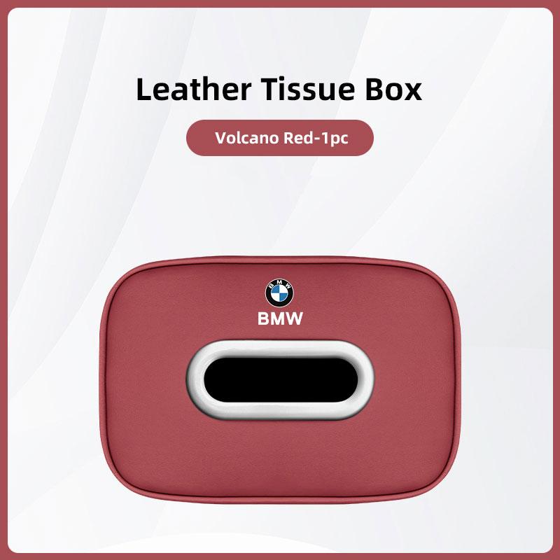CTCE1 Car Tissue Box Holder Leather Car Armrest Napkin Case Sun Visor Backseat Bag For BMW 50th Anniversary Edition E46 E53 E90 E60 E9