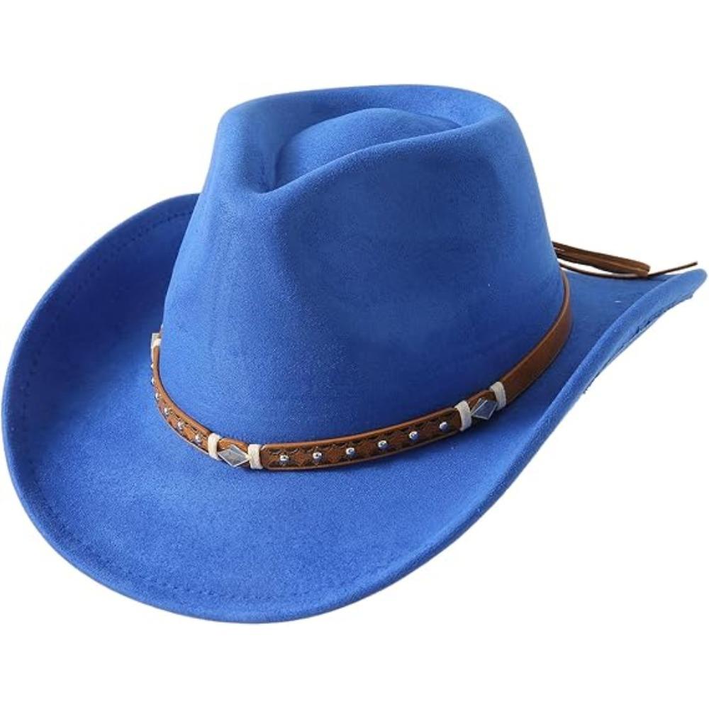 

JYL TS DIY Замшевая ковбойская шляпа Унисекс Сердечко Сверху Западная джазовая шляпа Искусственная замша Royalblue(tiehatstrap)_M(56-58cm） ua красный