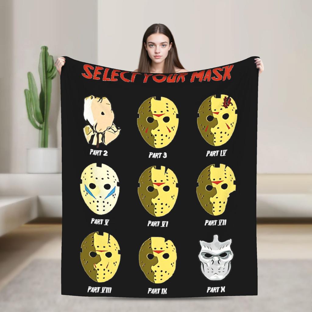 Friday Jason Voorhees 13th Blanket Horror Scary Halloween Flannel Funny Warm Throw Blanket for Bed Sofa Spring/Autumn Office