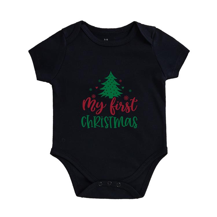 Four Seasons Baby Bodysuit: Newborn Triangle Romper with Christmas Print, Short Sleeve Onesie for Comfortable Outings