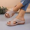 Plus Size Women's Shoes 24 Summer New Cross Strap Solid Color Beach Slippers