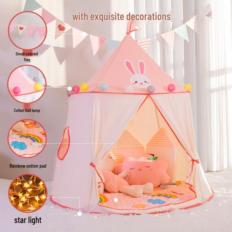 Kids' Indoor/Outdoor Castle Tent - Little Rabbit Design for Girls & Boys