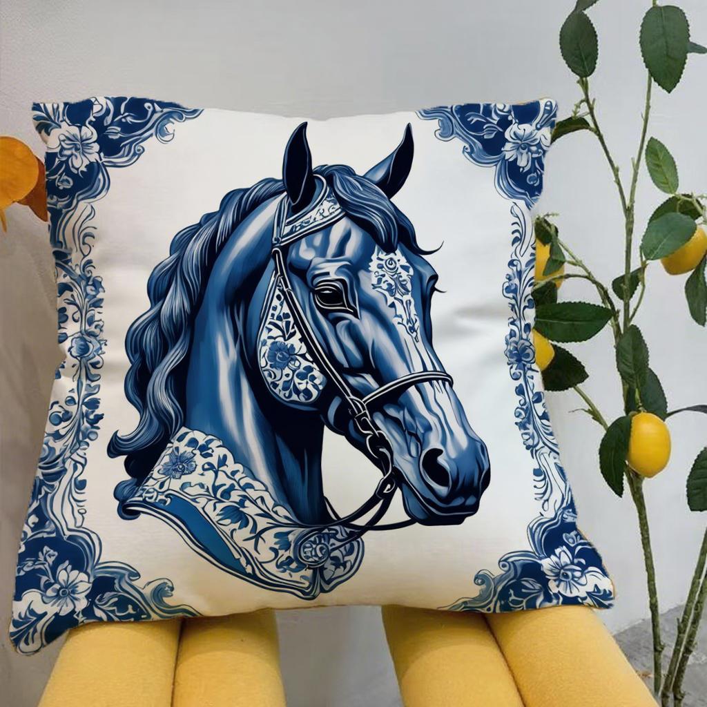 Blue and White Animal Print PillowcasesSuitable for sofa car bedroom decorative cushion cover pillow cover