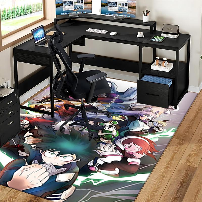 1pc My Hero Academia Chair Mat - Anime Cartoon Design Office Desk Pad, Anti-Slip Rug for Home Decor, Suitable for Office, Living Room, Bedroom, Game R