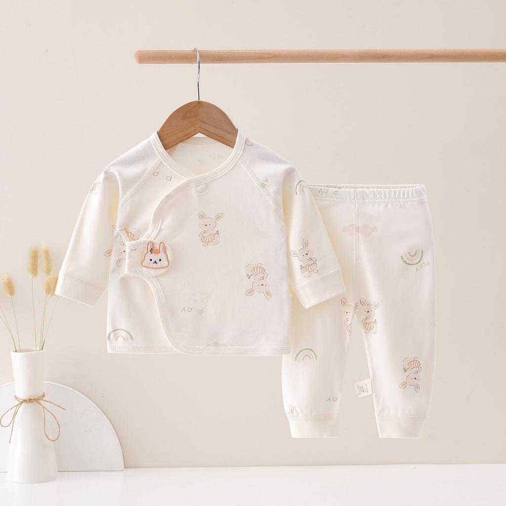 Set Kimono Top și Pantaloni Bumbac Pur Patru Anotimpuri pentru Nou-născuți