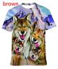 Fashion Short-sleeved 3D Wolf Print T-shirt, Men's and Women's Personality Cool Print T-shirt Fun Animal T-shirt