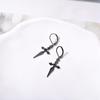 1 Pair Steel/Black Color Cross Pendant Earrings for Men Women Stainless Steel Popular Style Collection Hip Hop Jewelry