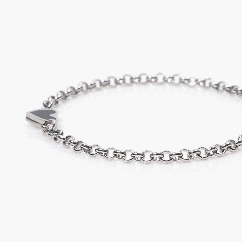 Bizmix Heart Pendant Surgical Steel Adjustable Length Chain Bracelet (C2201-Ac828_Bk)