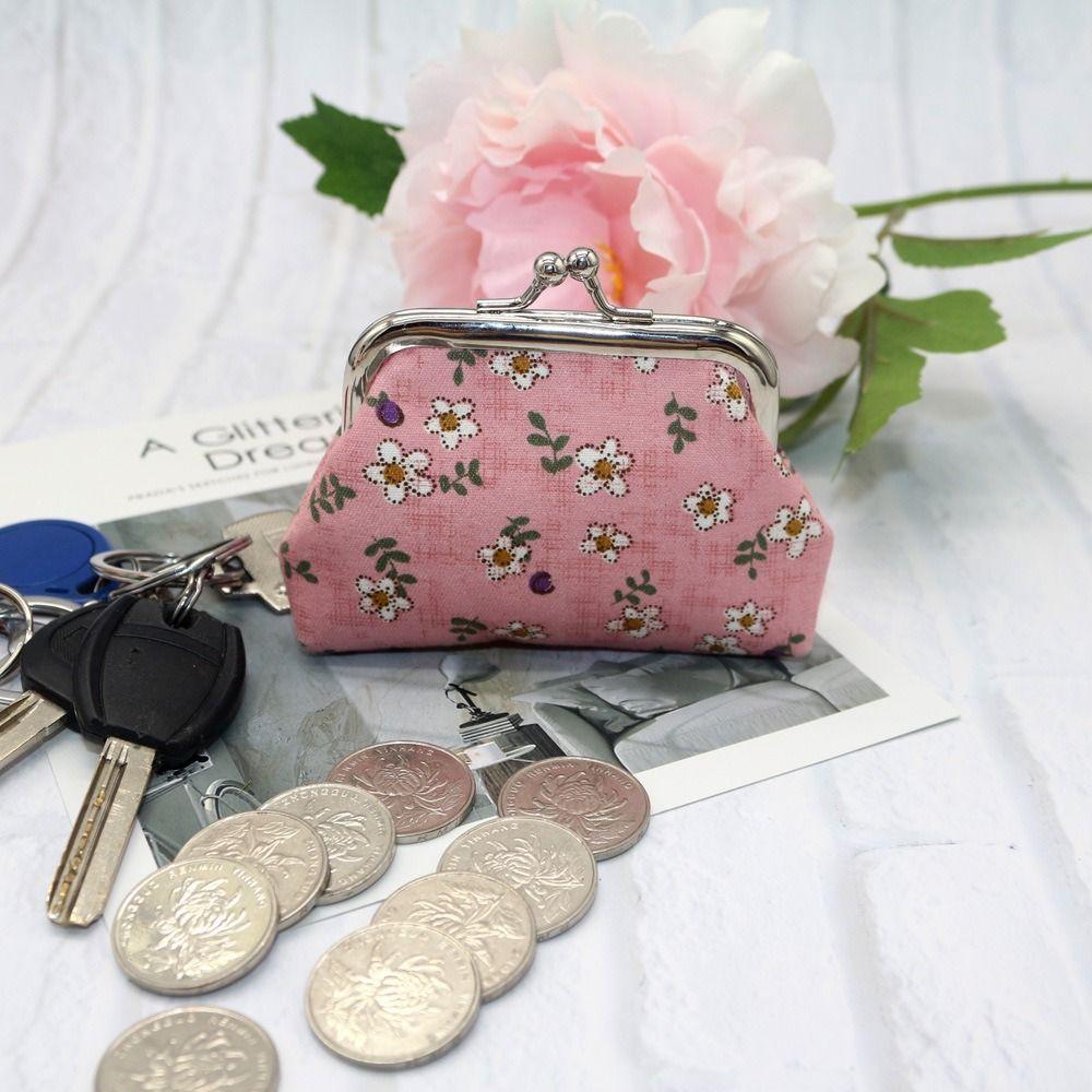 Flower Print Money Clip Cloth Purse Fashion Coin Storage Bag