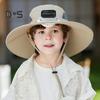 Outdoor Wide Brim Sun Hat with Solar Powered Fan Hat Breathable Mesh Design UV Protection Kids Boys Hat