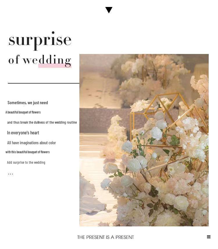 Geometric Gold Flower Wedding Aisle Runner & Artificial Flowers Display