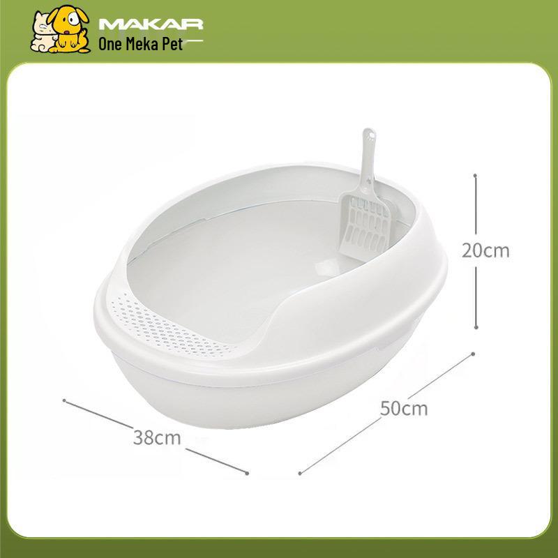 

Миска для кошачьего туалета в форме яйца, большая: Защита от брызг, полузакрытый дизайн с совком для взрослых кошек и котят. Medium 42*32*14cm