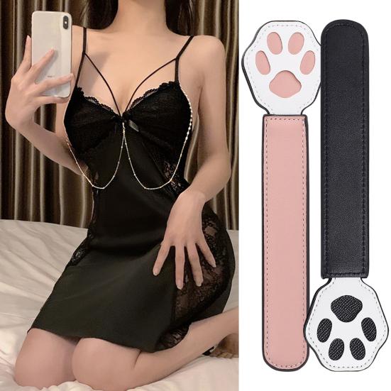 Faux Leather Pat Kitten Paw Design Fine Sewing Comfortable Grip Imitation Leather Racket Couple Adult Products