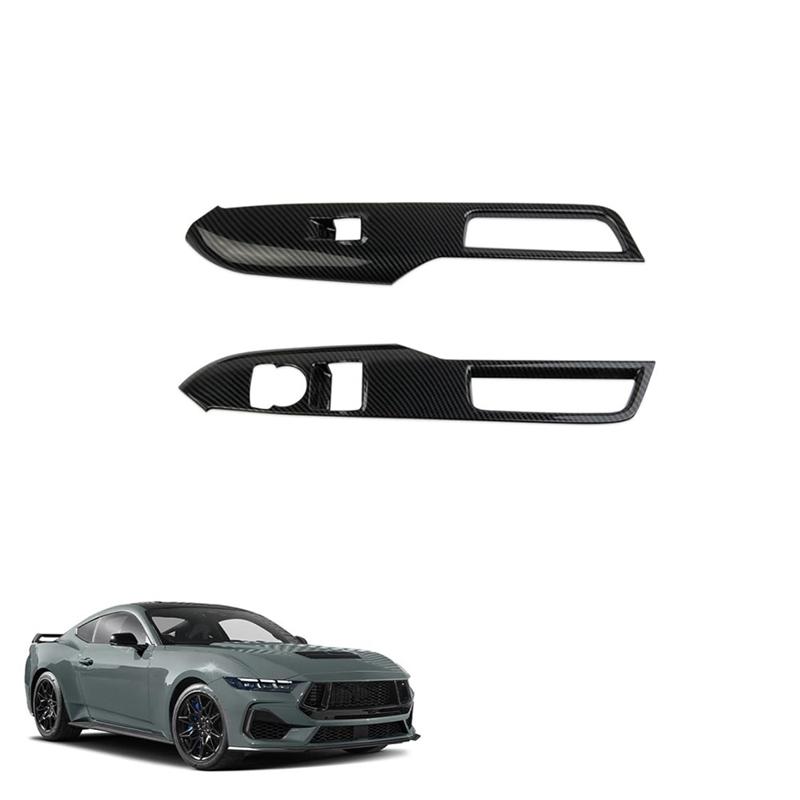 Door Window Lift Switch Panel Cover Trim For Ford Mustang 2024 Interior Accessories Carbon Fiber