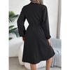 HNXC Autumn and Winter Casual Button-tied, Waist-cinching Long-sleeved Shirt Dress for Women