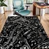 Polyester Anti-Slip Music Rug for Living Room Bedroom Decorative Carpet with Black White Musical Notes