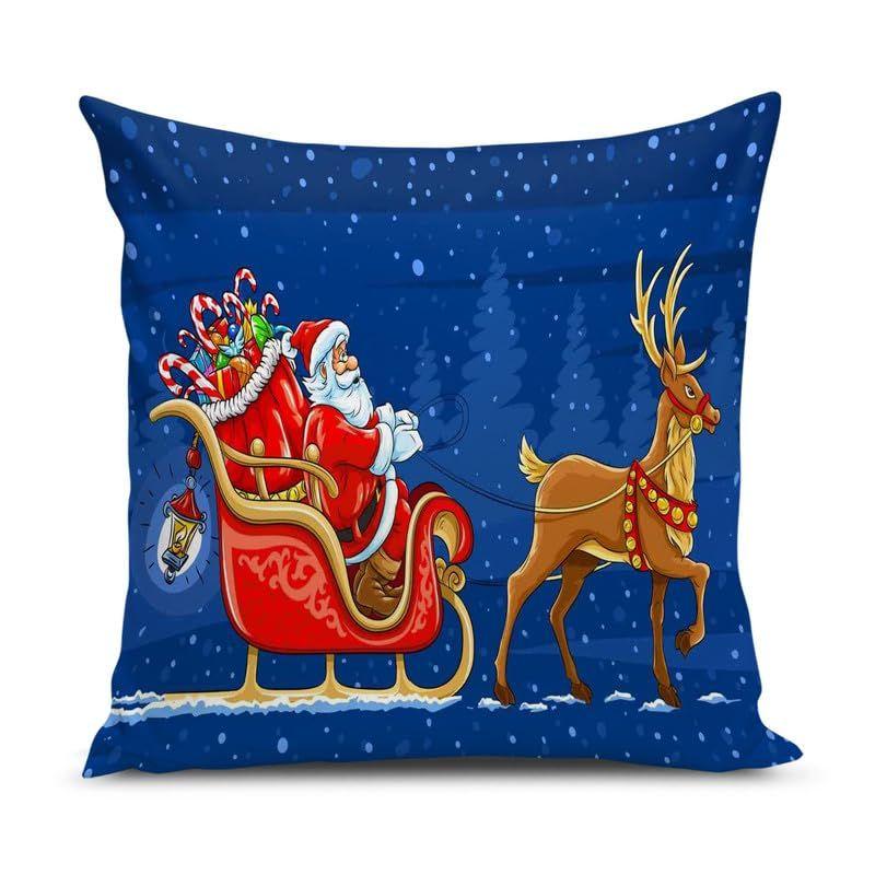 Soft Fabric Designer Decorative Printed Merry Christmas Theme Cushion Cover Xmas Decorations for Sofa Living Room Set of 5 24 X 24 Inch Multi