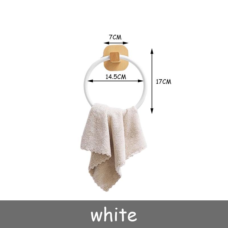 

BAKALA Ванная комната Деревянное кольцо для полотенец Самостоятельный держатель полотенец Настенные вешалки для полотенец для кухни Ванная комната Аксессуары без сверления белый