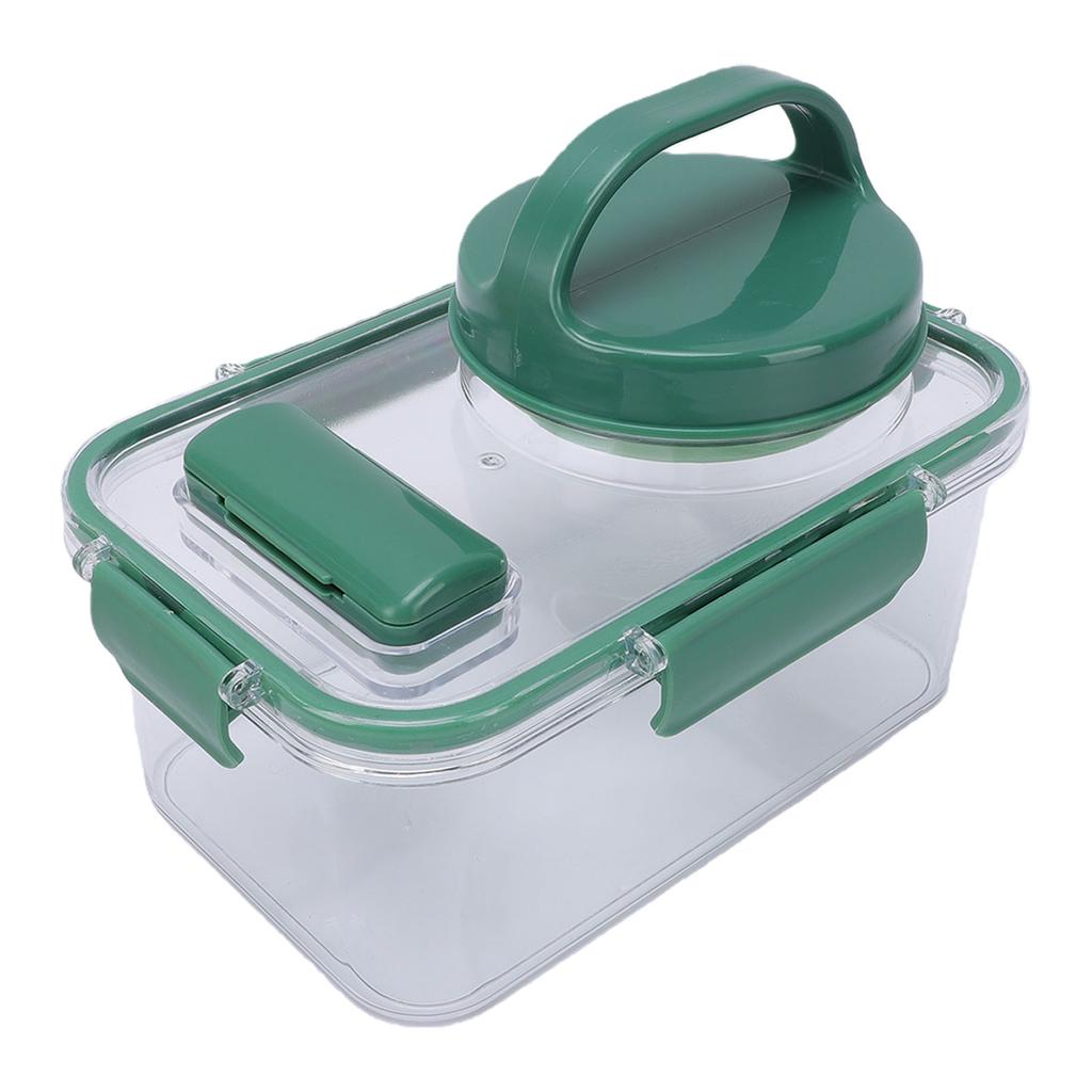 Rectangular Salad Bowl with 4 Condiment Containers Large Capacity Transparent Food Grade Portable Salad Bowl with Fork