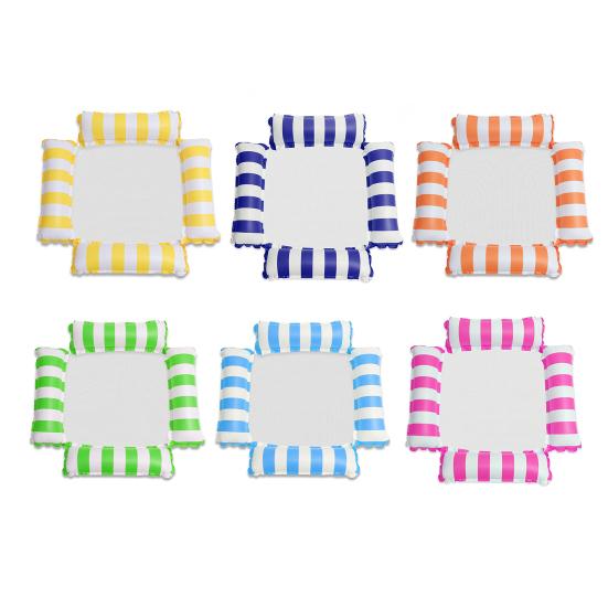 Flotador Inflable para Piscina Rayado 4 Tubos Hamaca de Agua con Malla Silla Lounge Flotante Plegable Esenciales para Fiesta en Piscina de Verano Playa Lago