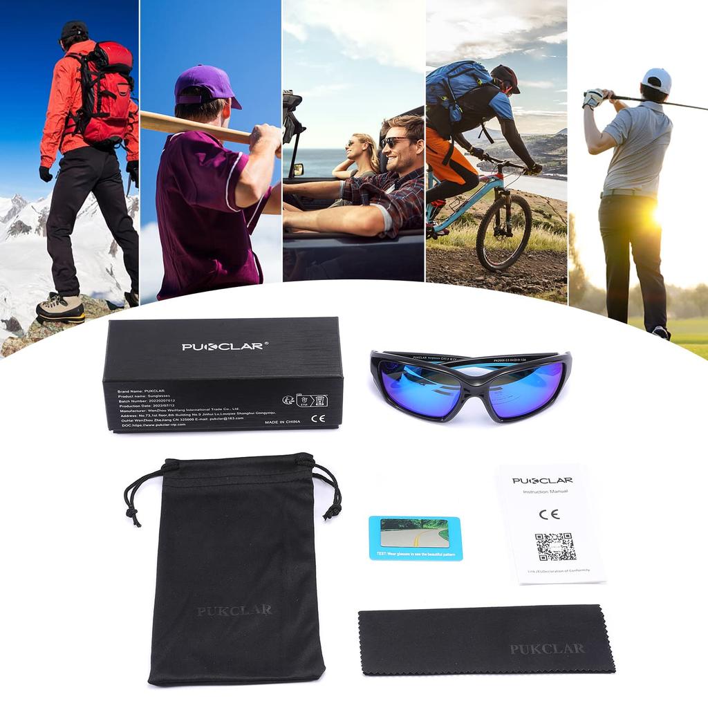 Puklar Polarized Sports Sunglasses Driving Fishing Goggles Frame [PUKCLAR] (Unisex) - Sunglasses, Cycling, Running, -