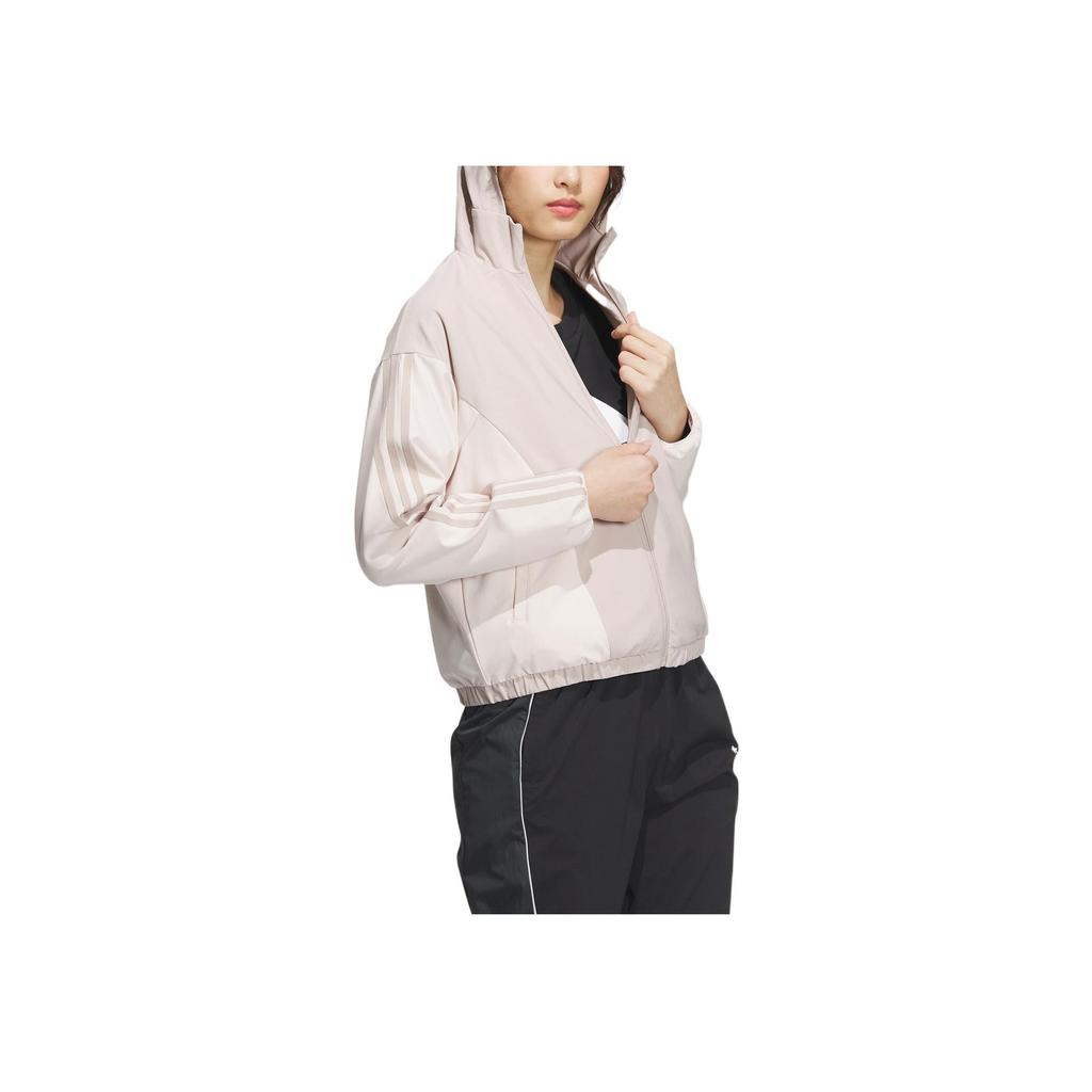 Adidas Logo Print Zip Hoodie Jacket With Long Sleeves Women Jacket Miracle-Grey Brown HY2881