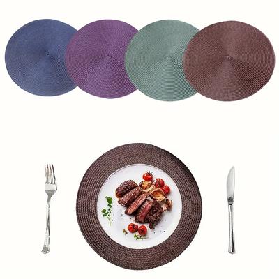 6 stuks Handgeweven Placemats Effen Kleur Ronde Onderzetter Voor Eettafeldecoratie Antislip Koffie Onderzetters Keukenaccessoires