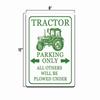 Tin Sign VINTAGE Tractor Parking Only Rustic METAL NOVELTY Garage Man Cave