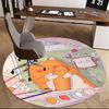 1pc Anime Design Round Carpet Cute Cat and Bread Friends Office Chair Mat, Non Slip Rug for Home Decor, All Seasons