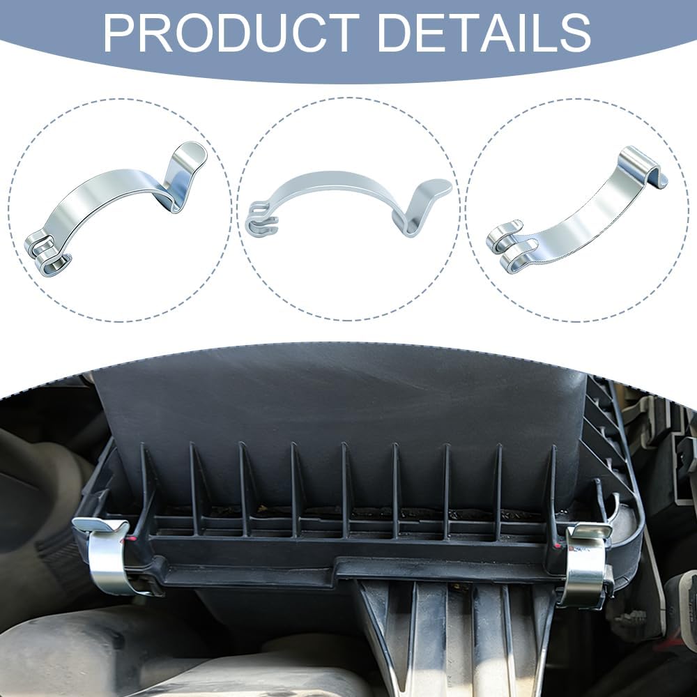 4PCS Air Filter Clips, Heavy Duty Air Cleaner Cover Clip, Air Cleaning Filter Housing Clips for Fastening Connections, Universal Automotive Spring