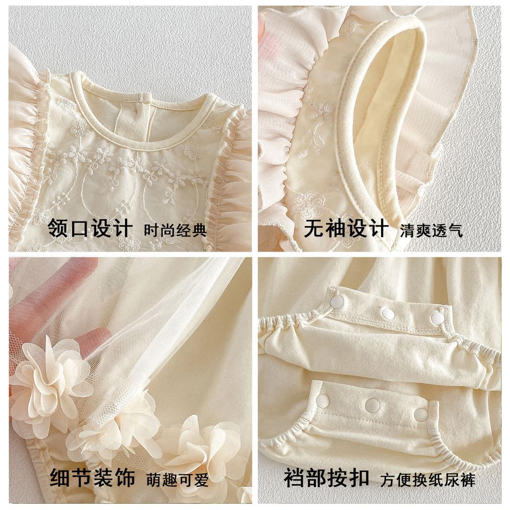 Baby Girl Summer Princess Romper Dress Newborn 100 Days Ceremony Party Outfit Infant Bodysuit Gown