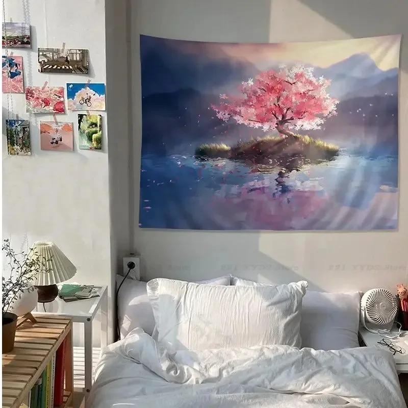 Anime Flowers Cherry Blossom Wall Decor Tapestry Home Living Room Tapestry