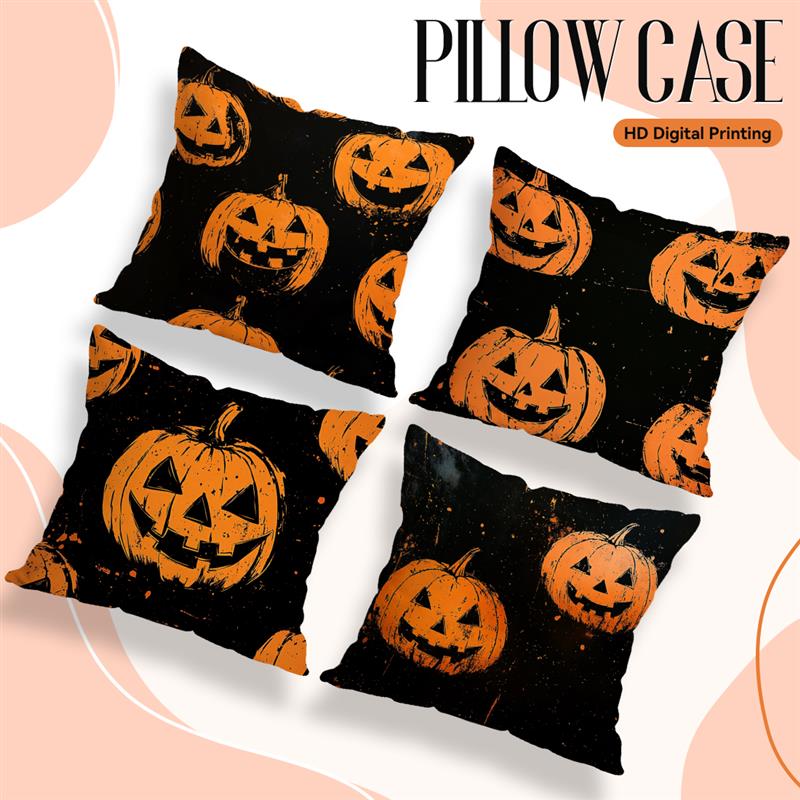 Halloween Pumpkin Lamp Pillowcase Printed Polyester 45x45cm Throw Pillowcover Decorative Sofa Cushion Pillowslip Home Decor