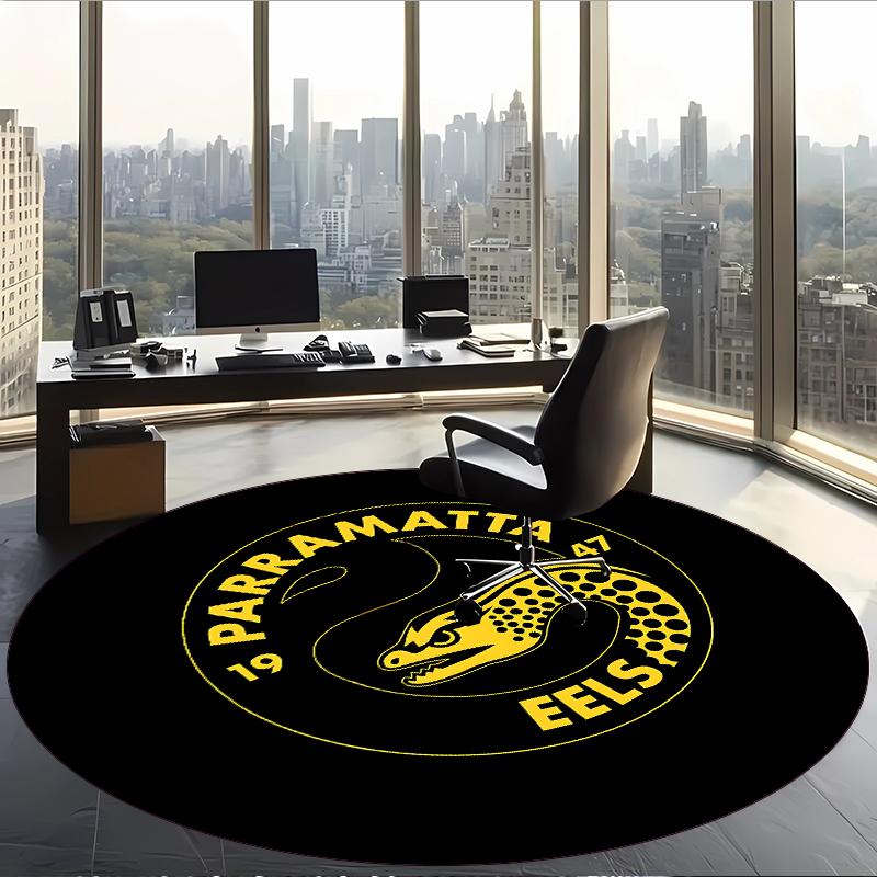 Parramatta Eels (5) Round Office Rug Decorative Floor Rug for Office Bedroom Living Room and Home Space