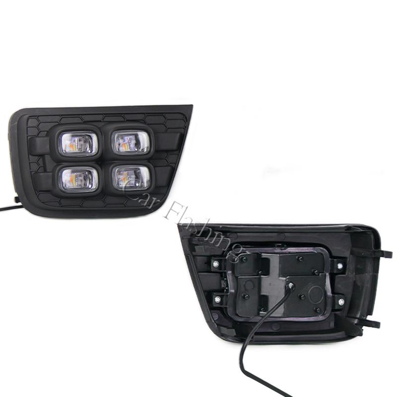 2PCS Car LED DRL Daylights For Toyota 4Runner N21 2006 2007 2008 2009 with Turn Signal Indicators Daytime Running Light Fog Lamp