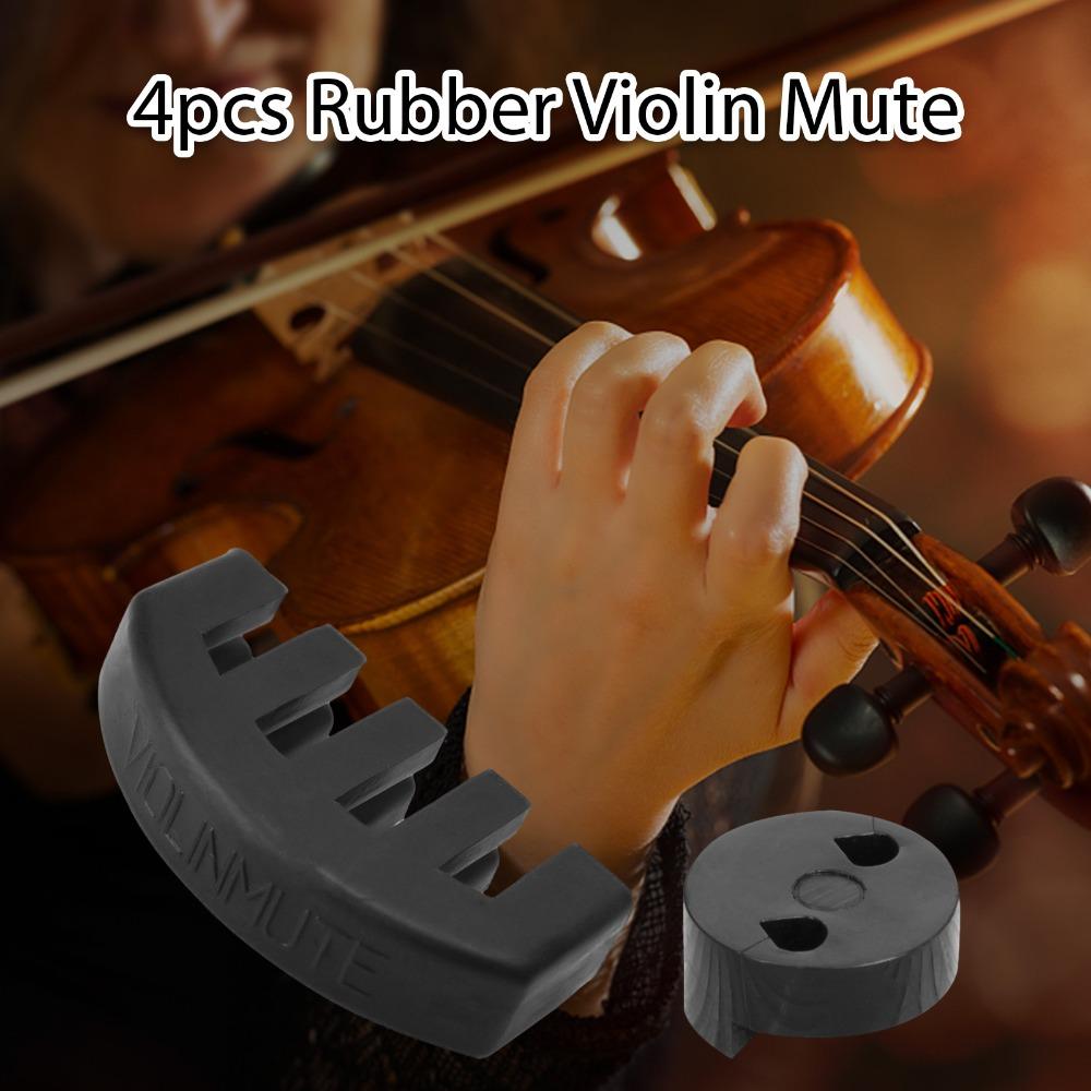 4PCS Rubber Material Rubber Violin Mute Black Color Round Tourte Mute  For Violin Practice