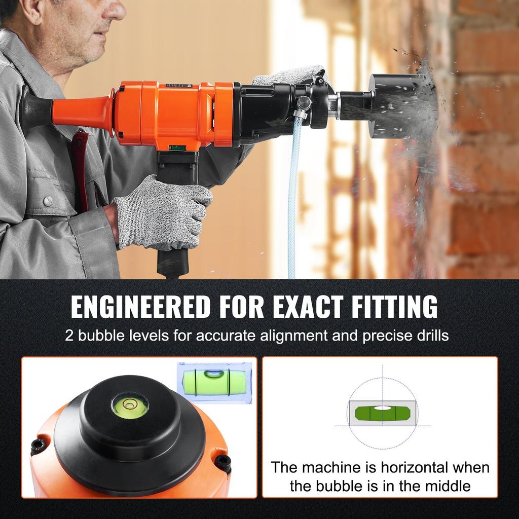 VEVOR Diamond Core Drill Machine Handheld Concrete Core Drill Rig 10.2 cm Bit 1500W