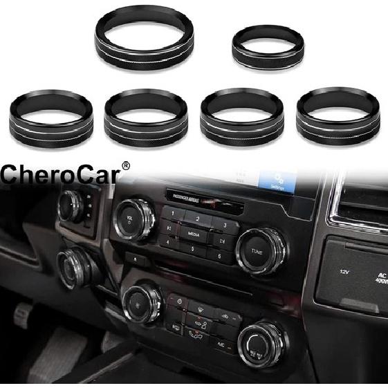 6X Black Air Conditioner Switch Trailer 4WD VOL Knob Trim for 16+ Ford F150 XLT