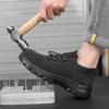 Mens Safety Work Shoes Breathable Knit Upper Steel Toe Anti-Puncture Slip Resistant Low Cut Black