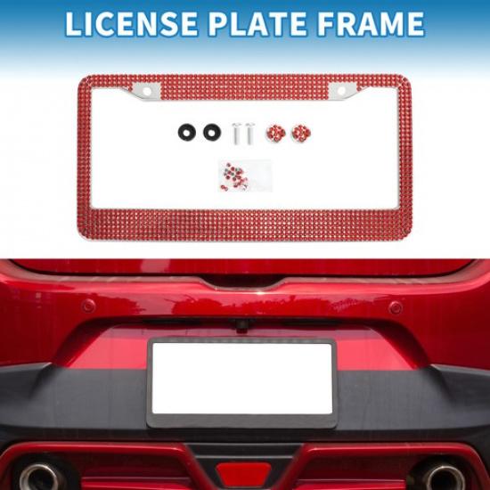 Stainless Steel License Plate Holder Round Hole Metal License Plate Cover Red