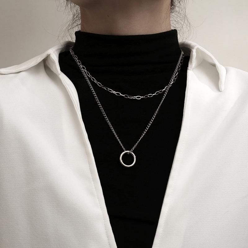 New Necklace Female Hip -hop Light Luxury Niche Stacking Double -layer Neck Chain