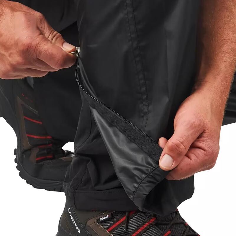 DECATHLON NH500 Solid Color Waterproof and Rainproof Hiking and Hiking Cycling Portable Easy Foldable Assault Pants Men's Black