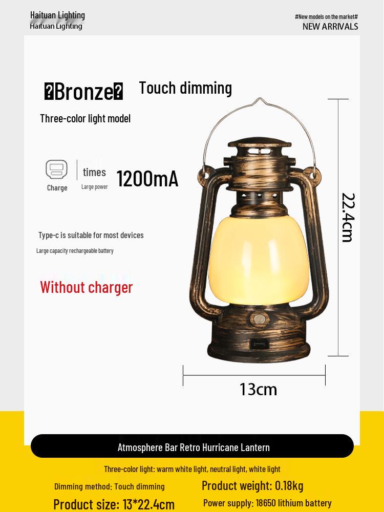 Атмосферная ретро керосиновая настольная лампа: Креативный уличный и кемпинговый декоративный свет