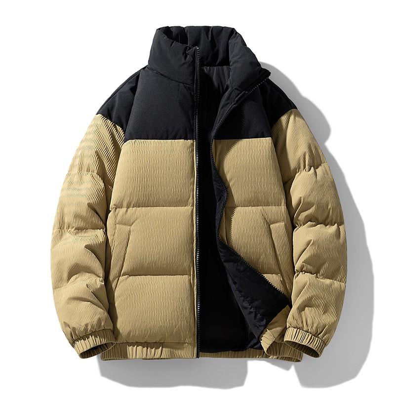 Dopamine Color Block Thick Stand Collar Down Jacket Winter Unisex Warm Casual Fashion
